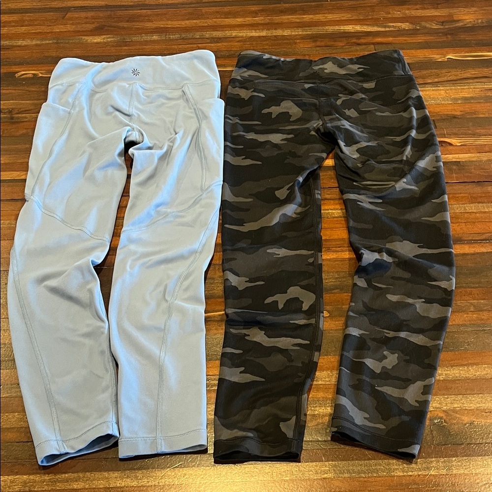 Girls Athleta Leggings - Light Blue and Black Camo